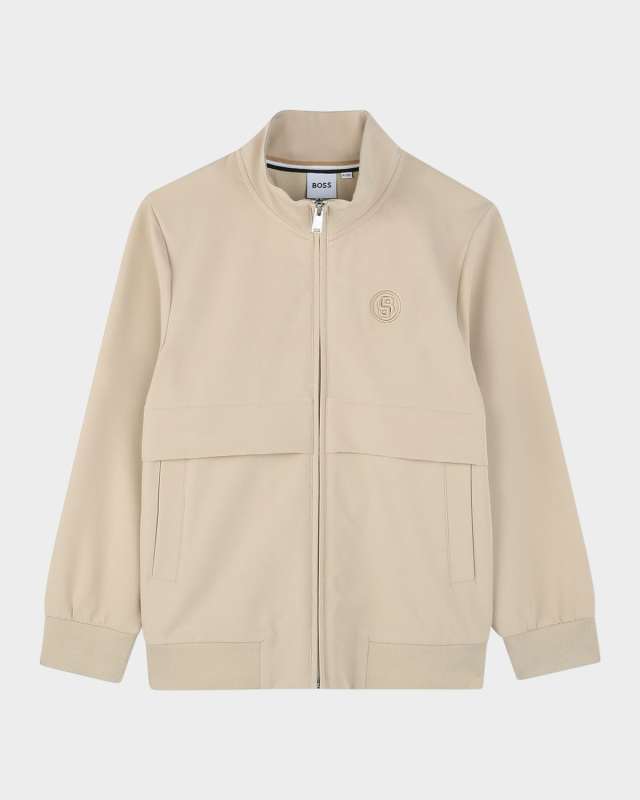 Boy's Embroidered Logo Jogging Cardigan, Size 4-